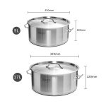5-SOGA Stock Pot 9L 17L Top Grade Thick Stainless Steel Stockpot 18/10