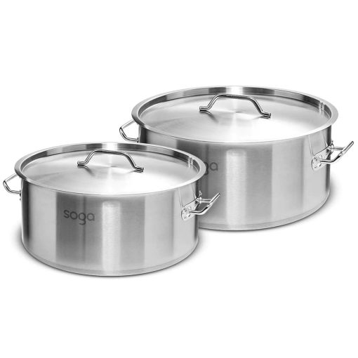 1-SOGA Stock Pot 9L 23L Top Grade Thick Stainless Steel Stockpot 18/10