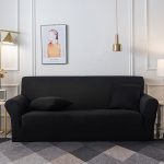 5-SOGA 2-Seater Black Sofa Cover Couch Protector High Stretch Lounge Slipcover Home Decor