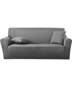 1-SOGA 4-Seater Grey Sofa Cover Couch Protector High Stretch Lounge Slipcover Home Decor