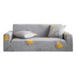 1-SOGA 3-Seater Geometric Print Sofa Cover Couch Protector High Stretch Lounge Slipcover Home Decor