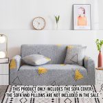 2-SOGA 4-Seater Geometric Print Sofa Cover Couch Protector High Stretch Lounge Slipcover Home Decor