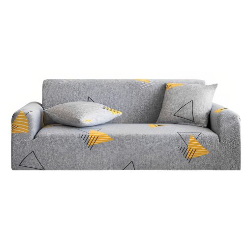 1-SOGA 4-Seater Geometric Print Sofa Cover Couch Protector High Stretch Lounge Slipcover Home Decor