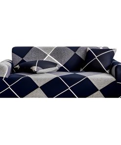 1-SOGA 3-Seater Checkered Sofa Cover Couch Protector High Stretch Lounge Slipcover Home Decor