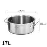 6-SOGA Stock Pot 17L Top Grade Thick Stainless Steel Stockpot 18/10 Without Lid