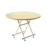 1-SOGA Maple Grain Dining Table Portable Round Surface Space Saving Folding Desk Home Decor