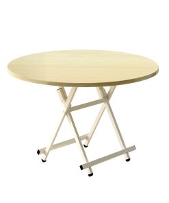 1-SOGA Maple Grain Dining Table Portable Round Surface Space Saving Folding Desk Home Decor