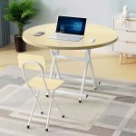 6-SOGA Maple Grain Dining Table Portable Round Surface Space Saving Folding Desk Home Decor