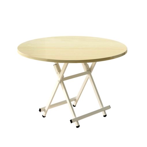 1-SOGA Maple Grain Dining Table Portable Round Surface Space Saving Folding Desk Home Decor