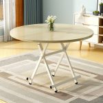 7-SOGA Maple Grain Dining Table Portable Round Surface Space Saving Folding Desk Home Decor