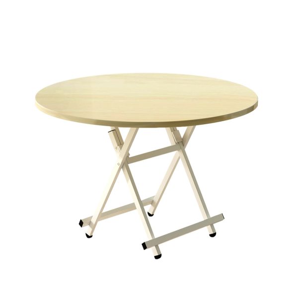 1-SOGA Maple Grain Dining Table Portable Round Surface Space Saving Folding Desk Home Decor