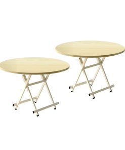 1-SOGA 2X Maple Grain Dining Table Portable Round Surface Space Saving Folding Desk Home Decor