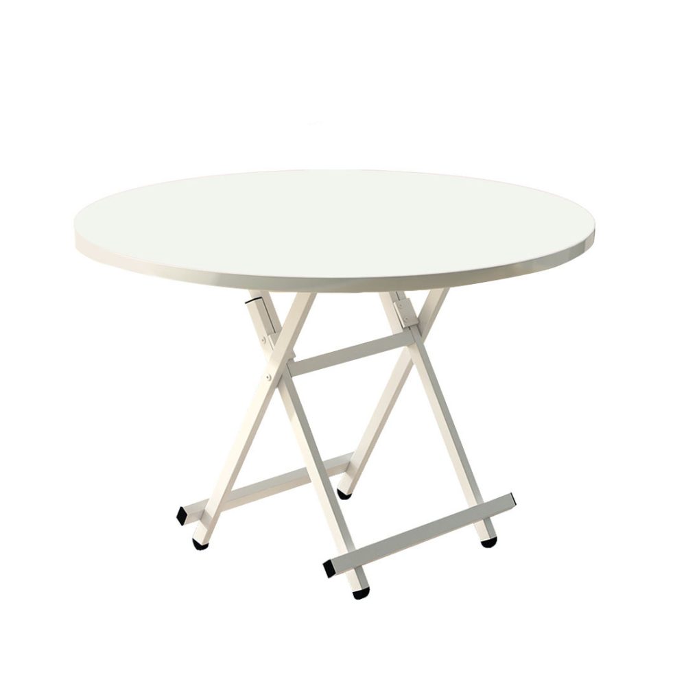1-SOGA White Dining Table Portable Round Surface Space Saving Folding Desk Home Decor