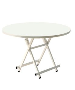 1-SOGA White Dining Table Portable Round Surface Space Saving Folding Desk Home Decor