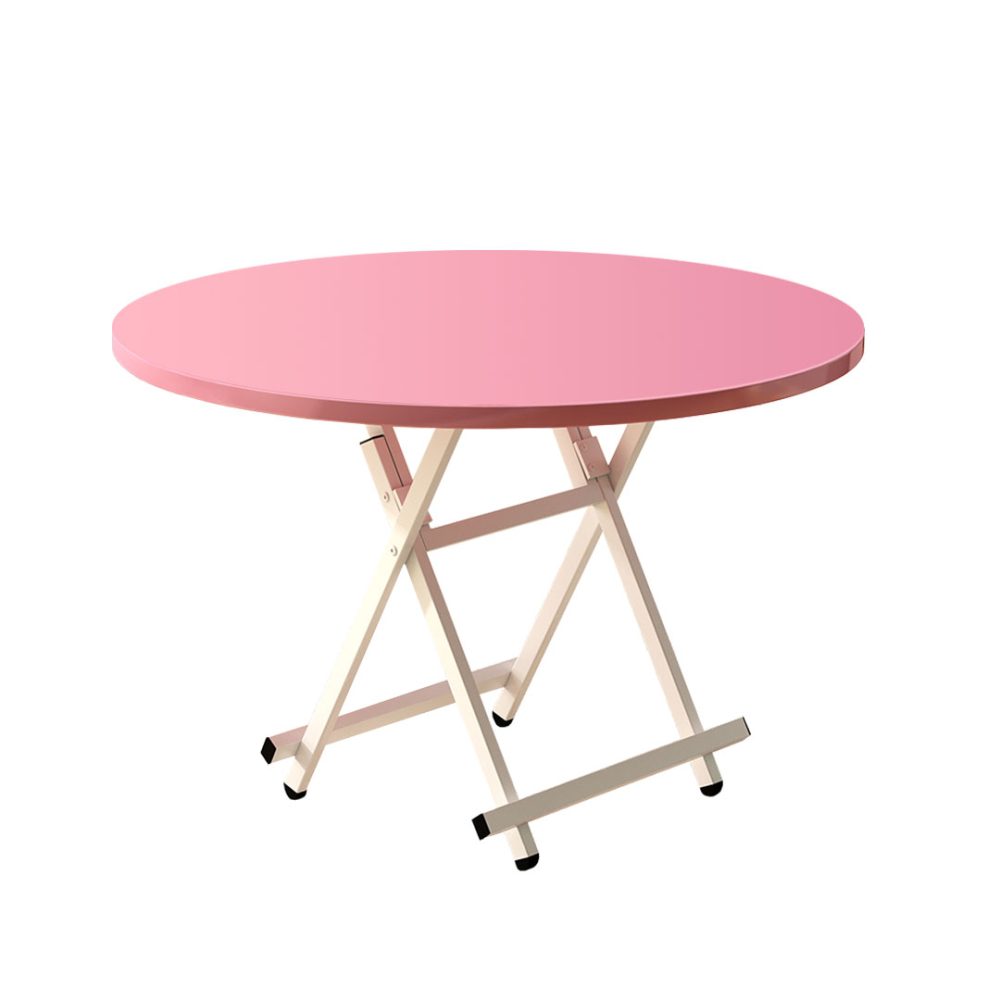 1-SOGA Pink Dining Table Portable Round Surface Space Saving Folding Desk Home Decor