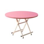 1-SOGA Pink Dining Table Portable Round Surface Space Saving Folding Desk Home Decor