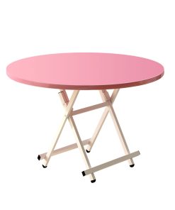 1-SOGA Pink Dining Table Portable Round Surface Space Saving Folding Desk Home Decor