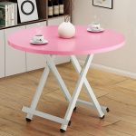5-SOGA Pink Dining Table Portable Round Surface Space Saving Folding Desk Home Decor