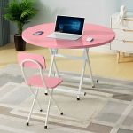 6-SOGA Pink Dining Table Portable Round Surface Space Saving Folding Desk Home Decor