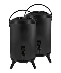 1-SOGA 2X 16L Stainless Steel Insulated Milk Tea Barrel Hot and Cold Beverage Dispenser Container with Faucet Black
