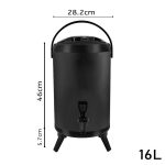 2-SOGA 4X 16L Stainless Steel Insulated Milk Tea Barrel Hot and Cold Beverage Dispenser Container with Faucet Black