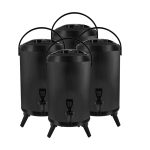1-SOGA 4X 16L Stainless Steel Insulated Milk Tea Barrel Hot and Cold Beverage Dispenser Container with Faucet Black