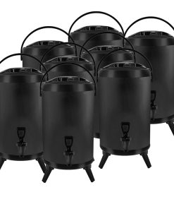 1-SOGA 8X 16L Stainless Steel Insulated Milk Tea Barrel Hot and Cold Beverage Dispenser Container with Faucet Black