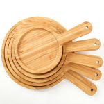 8-SOGA 2X 11 inch Blonde Round Premium Wooden Serving Tray Board Paddle with Handle Home Decor