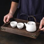4-SOGA Small Walnut Brown Rectangle Wooden Tray Breakfast Dinner Serving Board Tea Set Holder Kitchen Home Decor