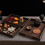 6-SOGA 2X Small Walnut Rectangle Wooden Tray Breakfast Dinner Serving Board Tea Set Holder Kitchen Home Decor