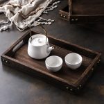 5-SOGA Medium Walnut Rectangle Wooden Tray Breakfast Dinner Serving Board Tea Set Holder Kitchen Home Decor