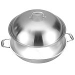 3-SOGA 3-Ply 38cm Stainless Steel Double Handle Wok Frying Fry Pan Skillet with Lid