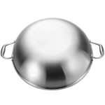 5-SOGA 3-Ply 38cm Stainless Steel Double Handle Wok Frying Fry Pan Skillet with Lid