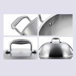 6-SOGA 3-Ply 38cm Stainless Steel Double Handle Wok Frying Fry Pan Skillet with Lid