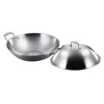 7-SOGA 3-Ply 38cm Stainless Steel Double Handle Wok Frying Fry Pan Skillet with Lid