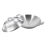 1-SOGA 3-Ply 42cm Stainless Steel Double Handle Wok Frying Fry Pan Skillet with Lid