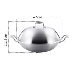 2-SOGA 2X 3-Ply 42cm Stainless Steel Double Handle Wok Frying Fry Pan Skillet with Lid