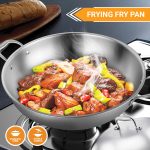 3-SOGA 2X 3-Ply 42cm Stainless Steel Double Handle Wok Frying Fry Pan Skillet with Lid