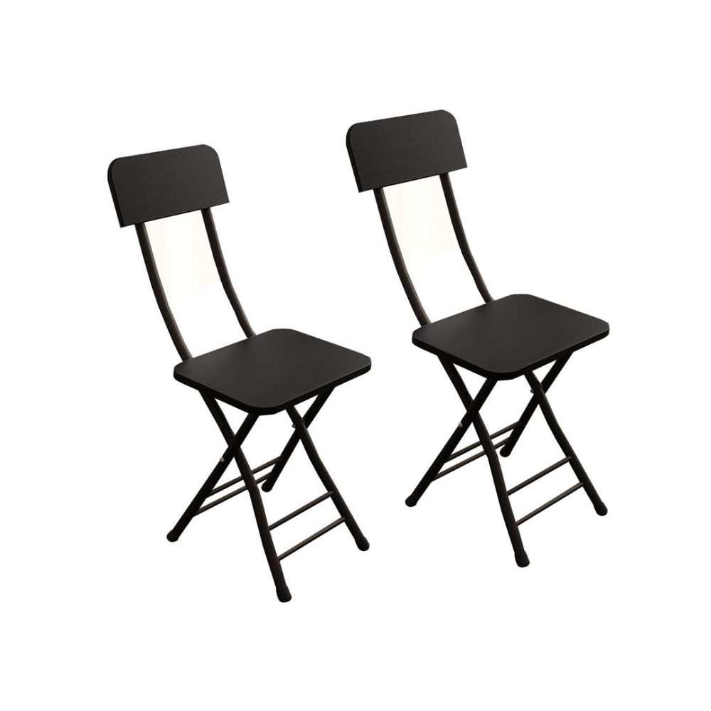 1-SOGA Black Foldable Chair Space Saving Lightweight Portable Stylish Seat Home Decor Set of 2