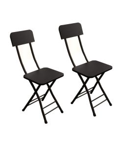 1-SOGA Black Foldable Chair Space Saving Lightweight Portable Stylish Seat Home Decor Set of 2