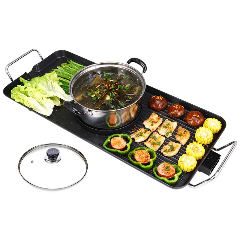 1-SOGA Electric Steamboat Asian Hot Pot Soup Maker Fondue Teppanyaki Hotpot Grill