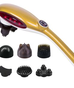 1-SOGA 6 Heads Portable Handheld Massager Soothing Stimulate Blood Flow Shoulder Yellow