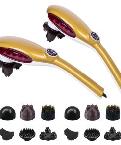 1-SOGA 2X  6 Heads Portable Handheld Massager Soothing Stimulate Blood Flow Shoulder Yellow