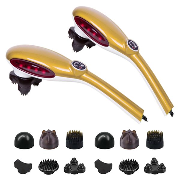 1-SOGA 2X  6 Heads Portable Handheld Massager Soothing Stimulate Blood Flow Shoulder Yellow
