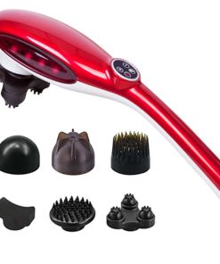 1-SOGA 6 Heads Portable Handheld Massager Soothing Stimulate Blood Flow Shoulder Red