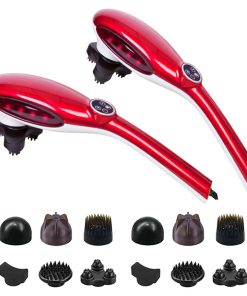1-SOGA 2X 6 Heads Portable Handheld Massager Soothing Stimulate Blood Flow Shoulder Red