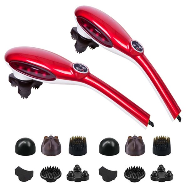 1-SOGA 2X 6 Heads Portable Handheld Massager Soothing Stimulate Blood Flow Shoulder Red
