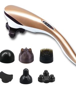 1-SOGA 6 Heads Portable Handheld Massager Soothing Stimulate Blood Flow Shoulder Gold