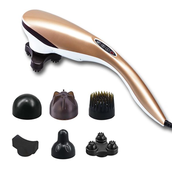 1-SOGA 6 Heads Portable Handheld Massager Soothing Stimulate Blood Flow Shoulder Gold