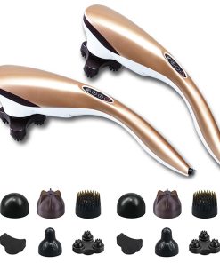 1-SOGA 2X 6 Heads Portable Handheld Massager Soothing Stimulate Blood Flow Shoulder Gold